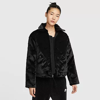 NIKE AS W NSW ESSNTL HBR AOP FUR 女 舖棉外套-FV8020010 XS 黑色