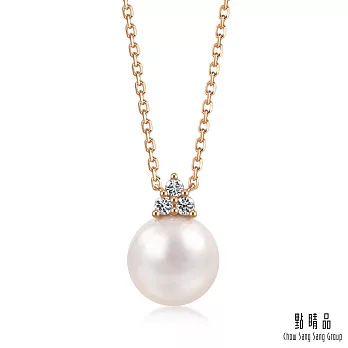 【點睛品】La Pelle 日本Akoya珍珠 18K玫瑰金鑽石項鍊