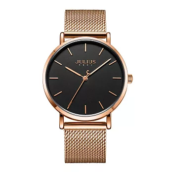 JULIUS 聚利時 天使之戀 米蘭經典腕錶 大小款 JA-1164(五色/36mm/28mm) 玫瑰金X黑
