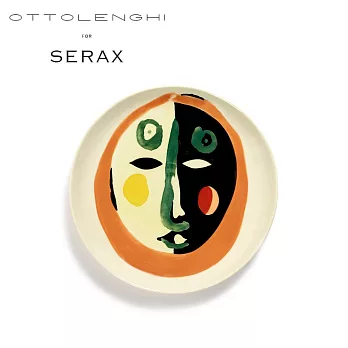 【比利時SERAX】Feast盛宴 圓形陶瓷餐盤22cm 白/臉譜
