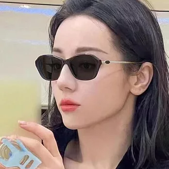 seoul show首爾秀 復古老錢風貓眼素顏平光太陽眼鏡UV400墨鏡 507  黑框黑灰片