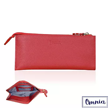 【OMNIA】6卡1照浪漫風情單拉鍊牛皮長夾5103- 紅色