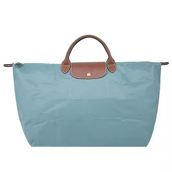 LONGCHAMP LE PLIAGE系列短把再生尼龍摺疊水餃旅行袋(大) 尤加利綠
