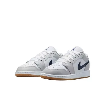 Nike Jordan 1 Low White Neutral Grey Gum Midnight Navy 灰白藍 GS 喬丹 大童鞋 553560-146 24cm 灰白藍 寬楦