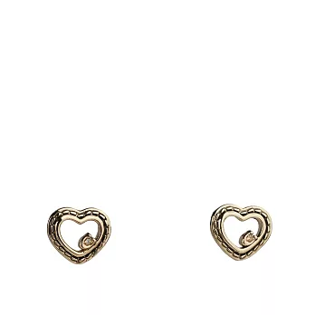 COACH C Logo 鏤空縫線愛心造型針式耳環 (金色)