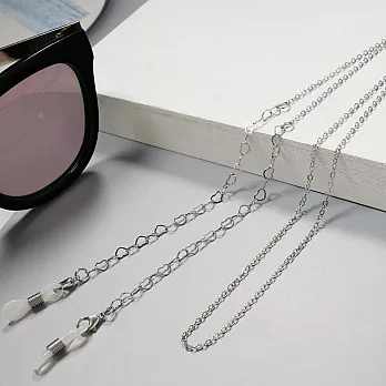 seoul show首爾秀 鏤空愛心圈兩用口罩掛繩鏈墨鏡平光眼鏡鍊老花近視防丟鍊  銀色