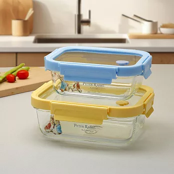 【美國康寧】Snapware 比得兔 耐熱玻璃保鮮盒兩件組(660ml+1060ml)