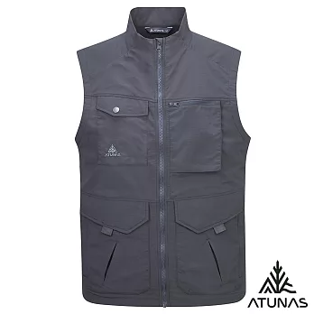 【ATUNAS 歐都納】男女中性款多袋型輕量背心/釣魚背心/抗曬防潑水/大尺碼A1VEGZ01N- M 深灰