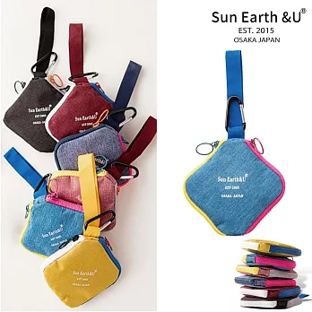 【 Sun Earth&U 】日本Sun earth&u雙拉鍊撞色設計零錢小掛包 淺藍