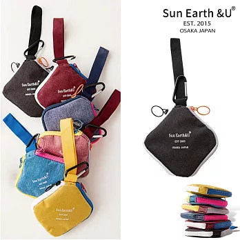 【 Sun Earth&U 】日本Sun earth&u雙拉鍊撞色設計零錢小掛包 黑色’