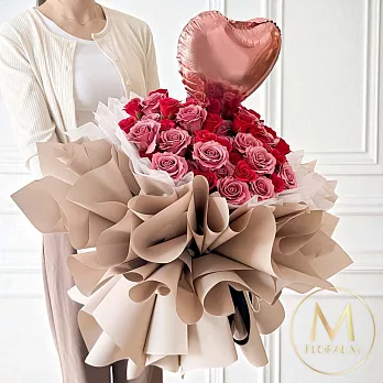 【Floral M】午後卡布奇諾氣球香水玫瑰巨型花束