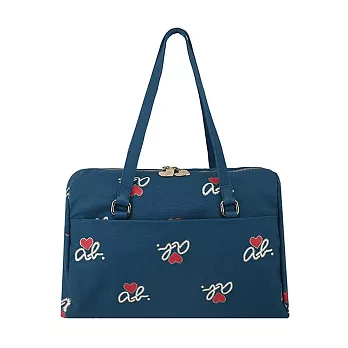 agnes b.  heart帆布波士頓包-大- 土耳其藍