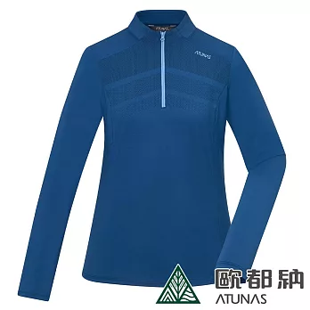 【ATUNAS 歐都納】女款SOLAR-FLEECE薄刷毛長袖立領拉鍊衫/POLO衫/大尺碼A1PS2338W- S 深藍