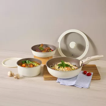 美國康寧｜鑄造鈦無印可拆式手柄不沾鍋具六件組