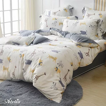 英國Abelia《野生動物園》單人天絲四件式防蹣抗菌吸濕排汗兩用被床包組(單人包雙人被)