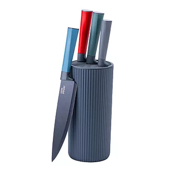 【CookPower 鍋寶】黑鑽匠鋒萬用刀具收納組_2色任選 石墨灰