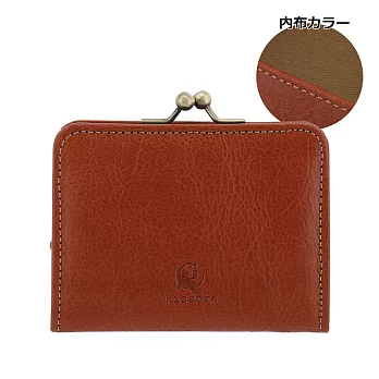 Kissora Tokyo｜日本職人手工 口金方形牛皮零錢卡片夾 駝色