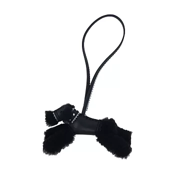 Hermes 愛馬仕 Budy Charm 羊毛卯釘獵狐梗犬吊飾-黑色 黑色