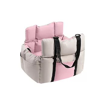 【野一夏】多功能攜帶式可折疊加厚狗窩-含安全繩 寵物車窩 寵物安全座椅 外出窩 寵物車用 車用寵物座椅 -粉色