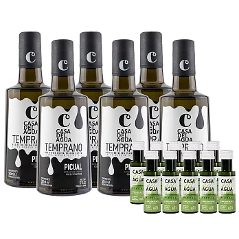 【CASA del AGUA歐嘉】西班牙特級冷壓初榨橄欖油 莊園頂級款 500mlx6+歐嘉職人款橄欖油25mlx10