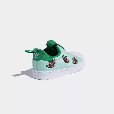 博客來-Adidas Superstar 360 I [FY4369] 小童鞋運動休閒舒適經典貝殼鞋套入式綠