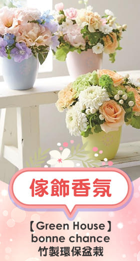 【日本Green House】bonne chance 竹製環保盆栽S ‧ 玫瑰粉