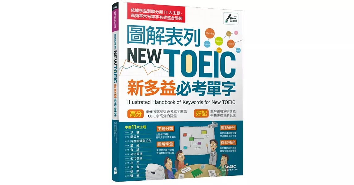 圖解表列NEW TOEIC新多益必考單字【書+電腦互動學習軟體(含朗讀MP3)】 | 拾書所