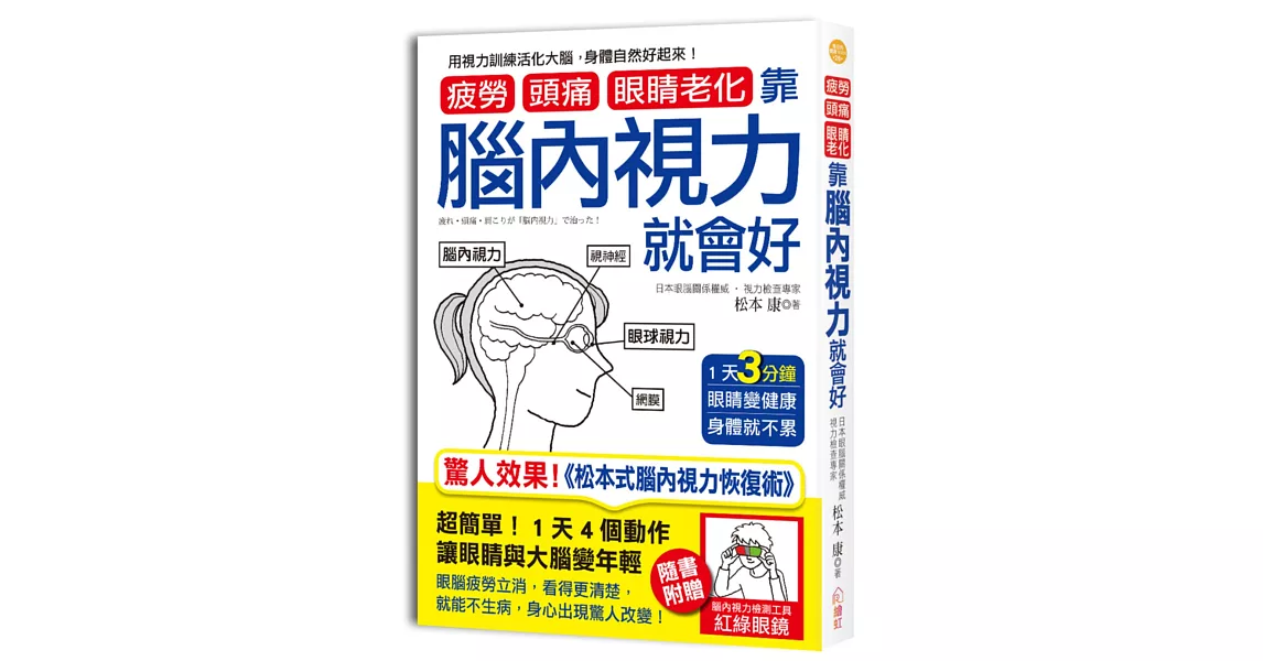 疲勞、頭痛、眼睛老化靠腦內視力就會好：1天3分鐘，眼睛變健康，身體就不累！（隨書附贈「紅綠眼鏡」，立即檢測你的腦內視力！） | 拾書所