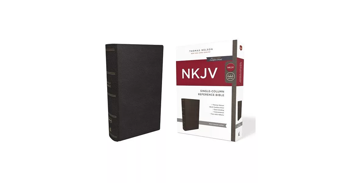 NKJV, Single-Column Reference Bible, Genuine Leather, Black, Red Letter Edition, Comfort Print | 拾書所