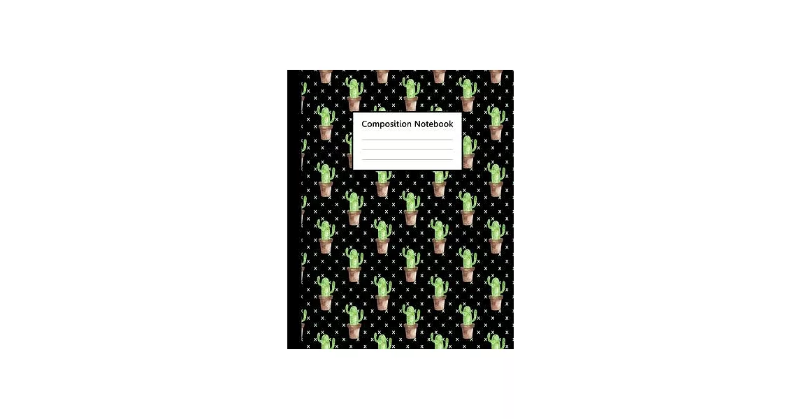 Composition Notebook: Cross Black ฺPattern Cactus Watercolor, 110 Pages 7.5＂x9.25＂ College Wide Ruled Paper Notebook Journal, Blank Li | 拾書所