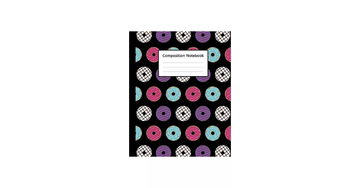 Composition Notebook: Cute mini Doughnut Colorful Black Pattern, 110 Pages 7.5＂x9.25＂ College Wide Ruled Paper Notebook Journal, Blank Lined | 拾書所