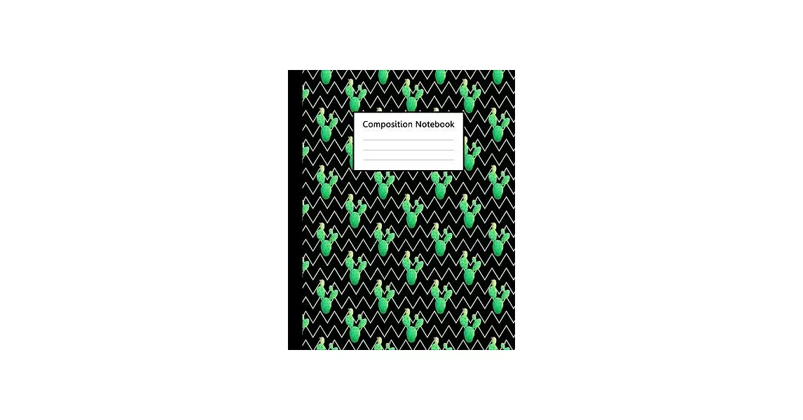 Composition Notebook: ZigZag Green Black Pattern Cactus Watercolor, 110 Pages 7.5＂x9.25＂ College Wide Ruled Paper Notebook Journal, Blank Li | 拾書所