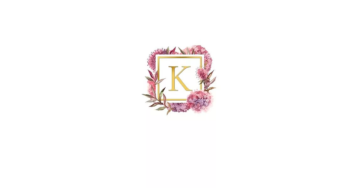 K: Pretty Watercolor / Gold - Super Cute Monogram Initial Letter Notebook - Personalized Lined Journal / Diary - Perfect | 拾書所