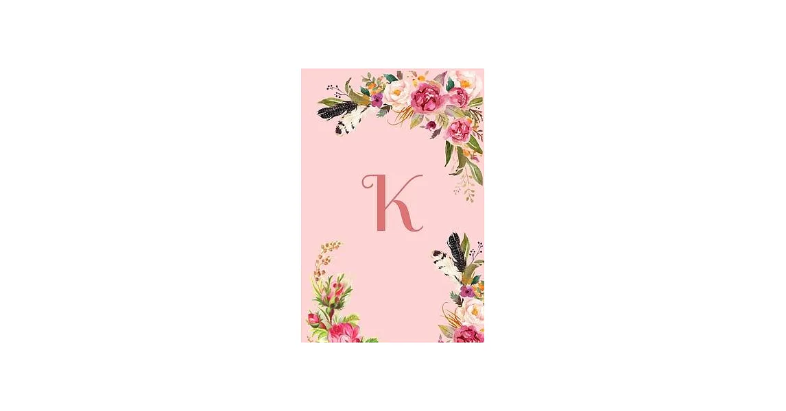 博客來-Monogram Initial Letter K Notebook for Women and Girls: Pink Floral ...