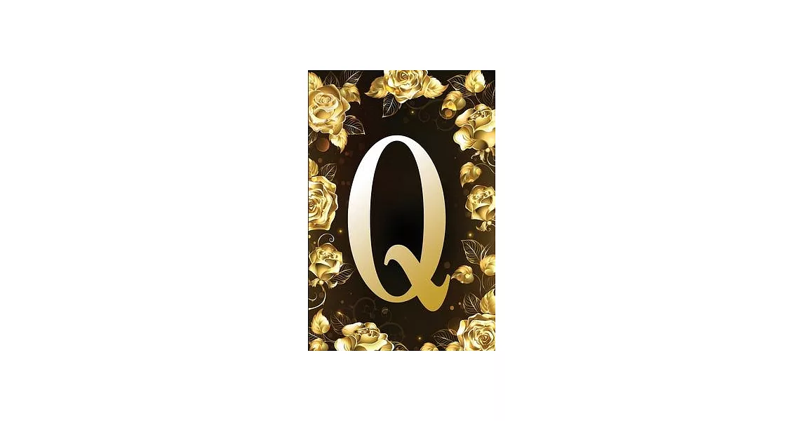 Q: Letter Initial Monogram Personalized Notebook - Customized Pretty Shiny Gold & Black Floral Print Designed Journal For | 拾書所