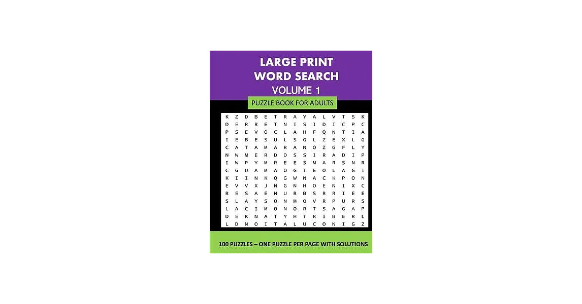 博客來-Large Print Word Search Puzzle Book For Adults Volume 1: 100 ...