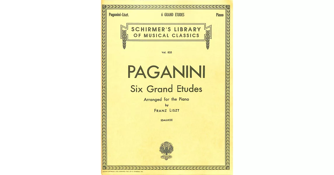 帕格尼尼六首練習曲 Vol. 835 李斯特版鋼琴樂譜 | 拾書所
