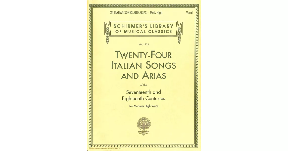 17和18世紀的24首意大利歌曲和詠嘆調 中高音合集 (Schirmer版) | 拾書所