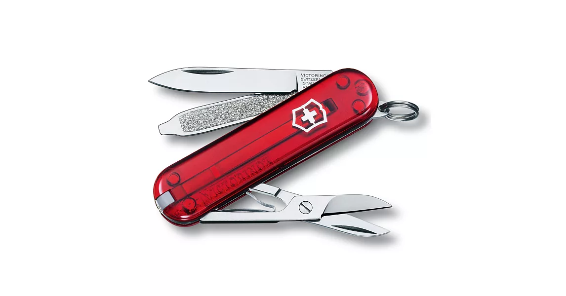 VICTORINOX 經典7用瑞士刀-透明紅