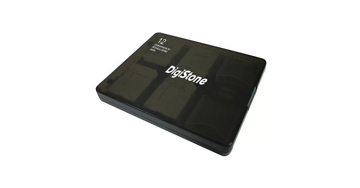 DigiStone 嚴選特A級 多功能記憶卡收納盒(12片裝)/冰凍黑透色 X1個(台灣製造!!)
