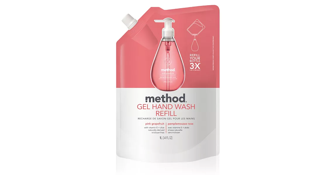 Method 美則 粉紅葡萄柚天然洗手乳(補充包)1000ml