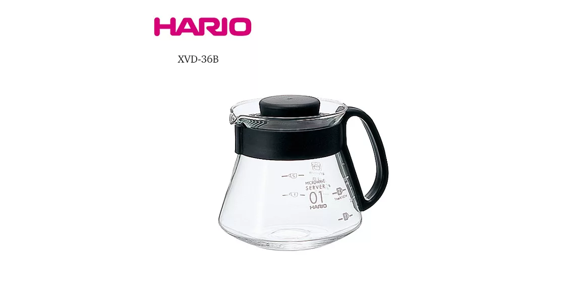 HARIO V60耐熱玻璃壺 1~3杯用 360ml  XVD-36B