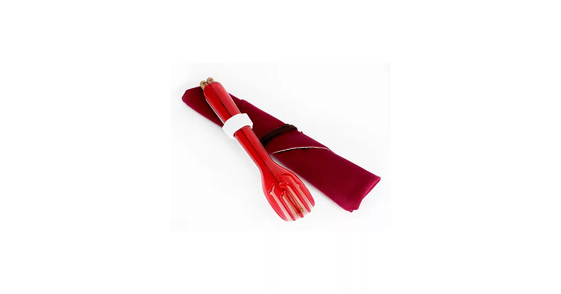 dipper 3合1環保餐具陶瓷湯匙紫檀筷-莓果紅