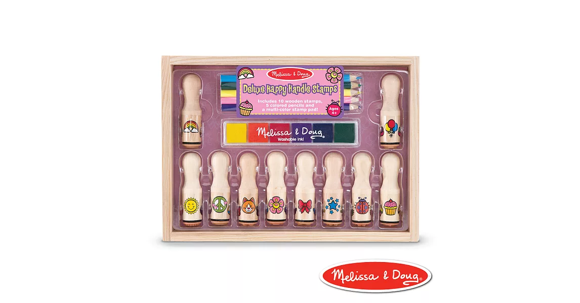 美國瑪莉莎 Melissa & Doug 木製長柄印章組 - 繽紛花漾