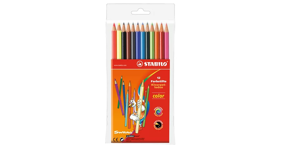 STABILO 德國天鵝牌 Color系列 六角形色鉛筆 膠盒組 12色12支裝(型號:1212/77-01)