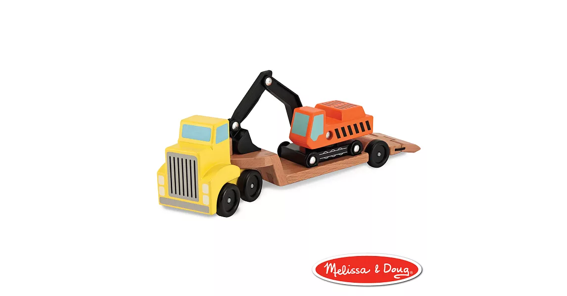 美國瑪莉莎 Melissa & Doug 原木交通工具 - 挖土機拖車