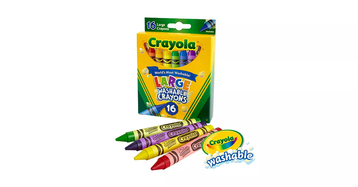 美國crayola 可水洗16色大蠟筆