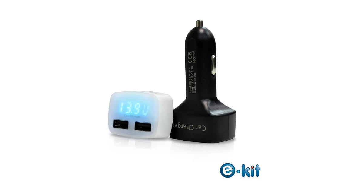 逸奇e-Kit 3.1A 四合一雙USB車充 電流/溫度顯示/電壓表/ CU-03-BK (黑色款)