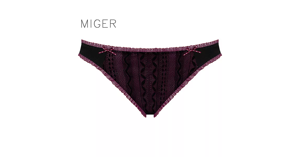 [MIGER密格內衣]秘密情人蕾絲性感中低腰三角內褲-8307-台灣製-FREE葡萄紫色