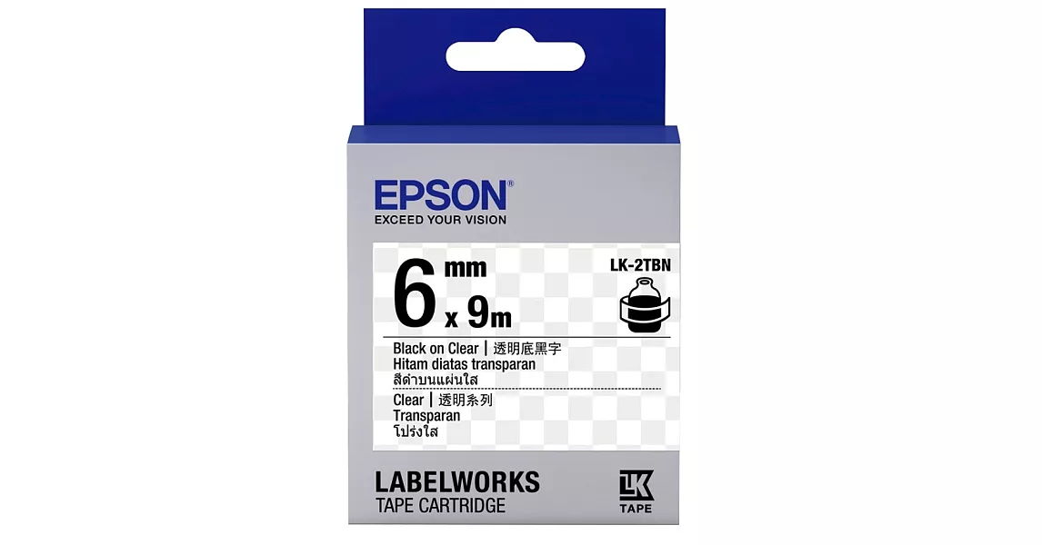 EPSON LK-2TBN C53S652404標籤帶(透明6mm )透明黑